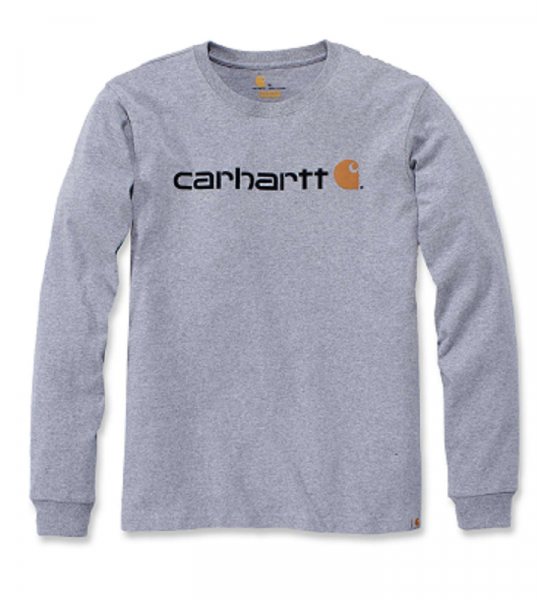 CARHARTT, CORE LOGO T-SHIRT L/S, HEATHER GREY, 104107