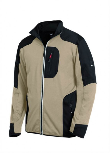 FHB RALF Jersey-Fleece-Jacke, beige-schwarz