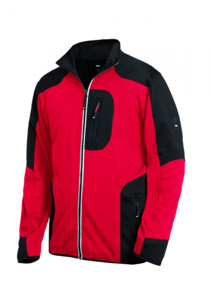 FHB RALF Jersey-Fleece-Jacke, rot-schwarz