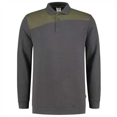 TRICORP, Sweatshirt Polokragen Bicolor Quernaht, DgreyArmy, 302004