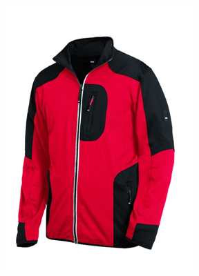 FHB RALF Jersey-Fleece-Jacke, rot-schwarz