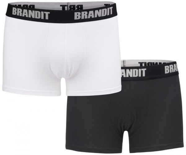 BRANDIT, Boxershorts Logo 2er Pack, white-black / 4501